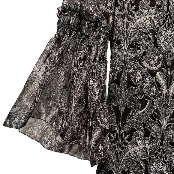 ELIE TAHARI Tie Front‎ Mini Tunic Dress, EUC, Size 4, 100% Silk, black, fringe - Picture 6 of 14